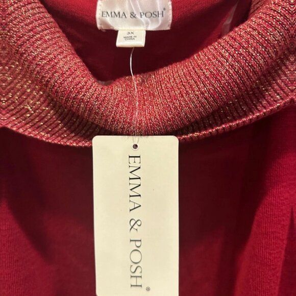 Holiday Party Red / Burgundy Swater Dress Juniors 3X /Woman's XL w/Metallic Gold - Picture 4 of 5